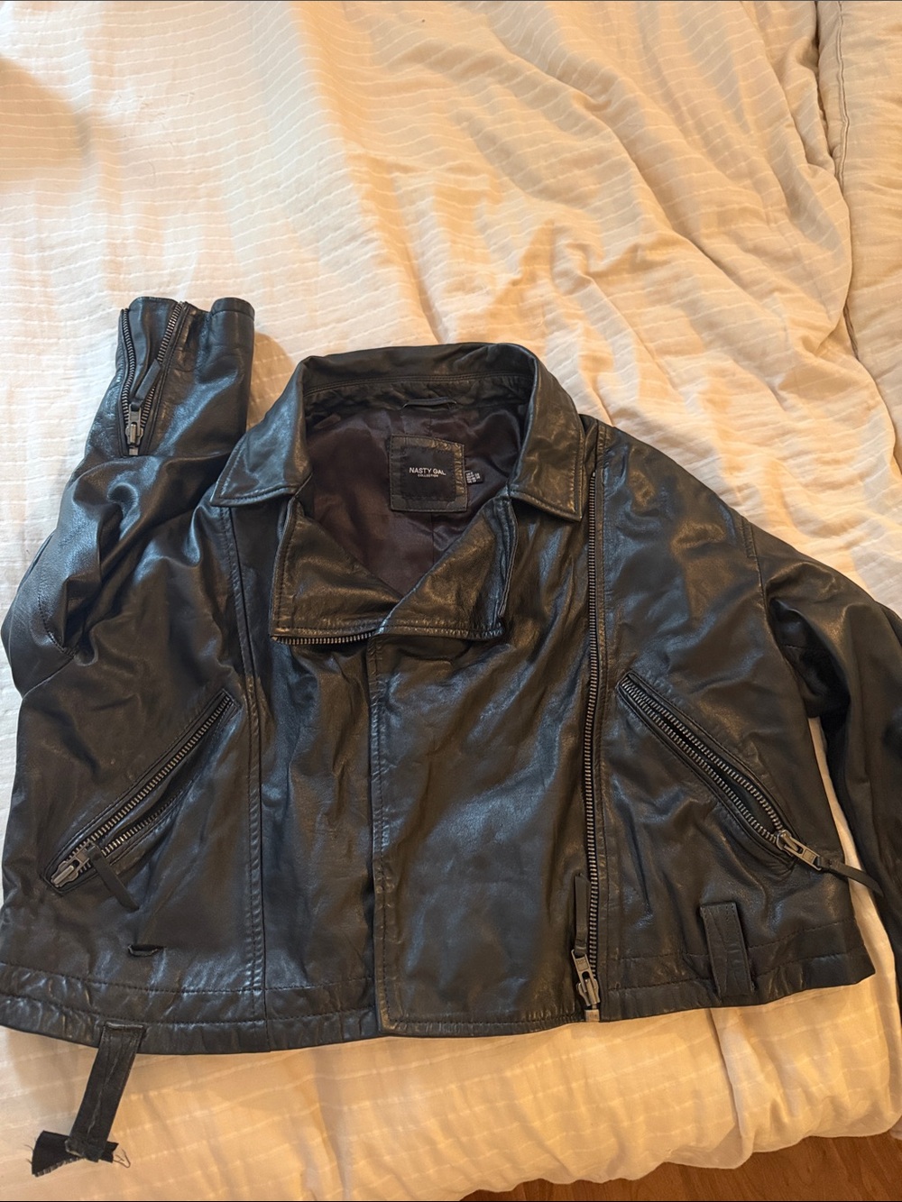 Nasty Gal Black Leather Moto Jacket